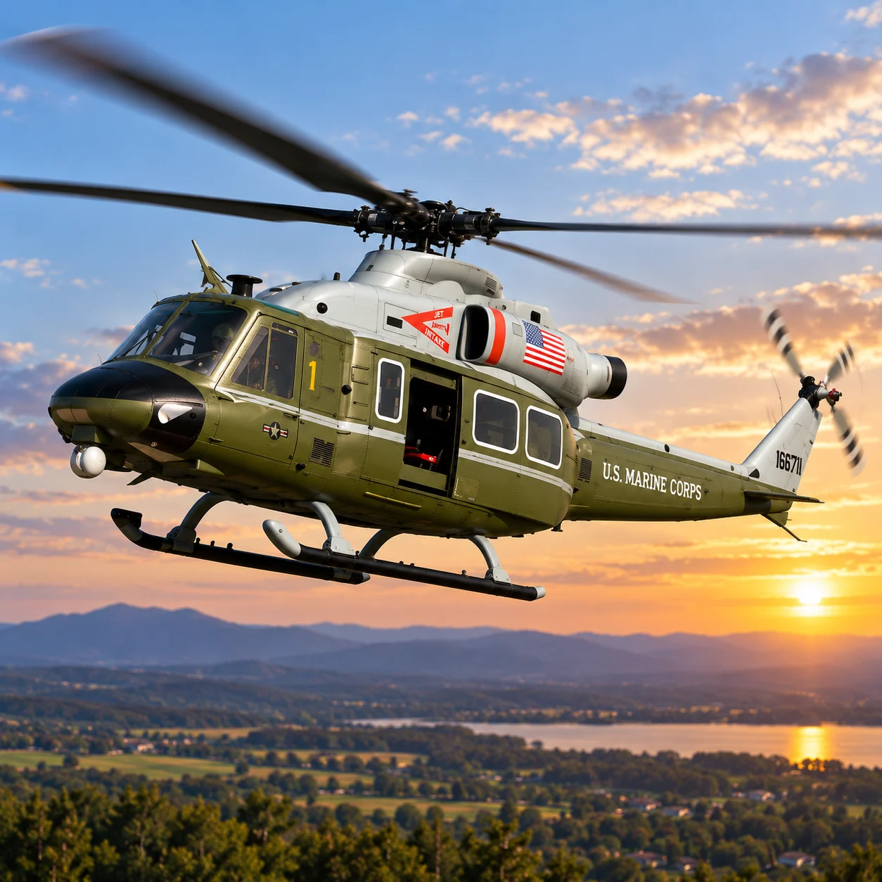 Olive Green RC Military Helicopter with Detailed Cabin & Remote Control