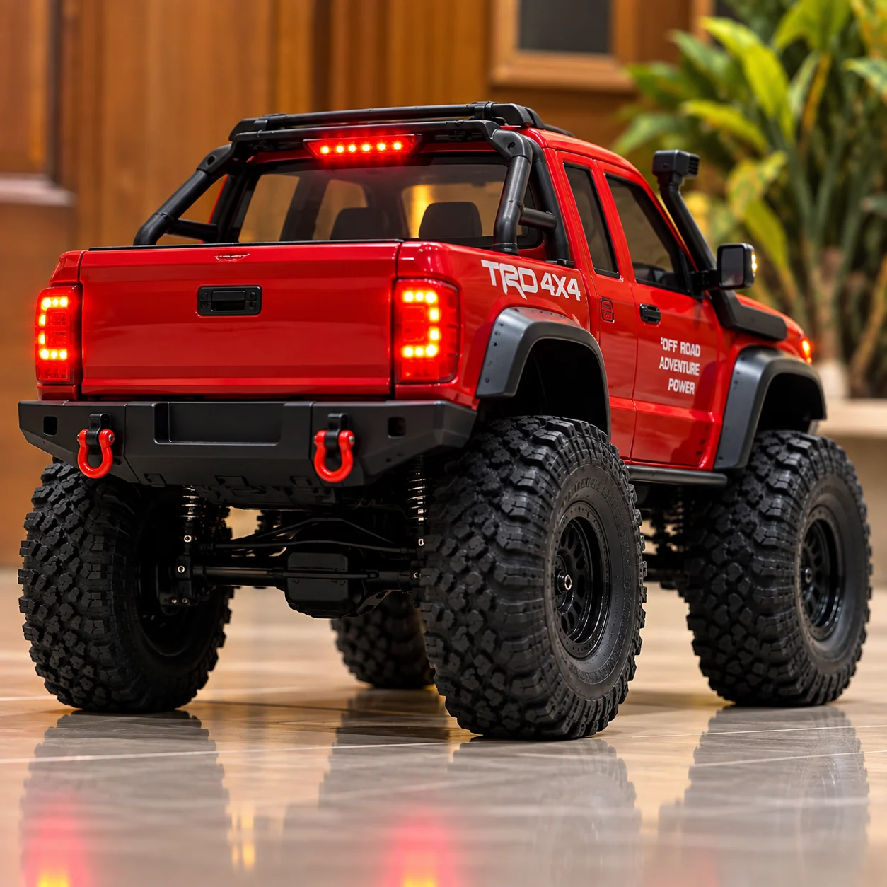 Red Monster Truck RC Vehicle with LED Lights & Remote Control